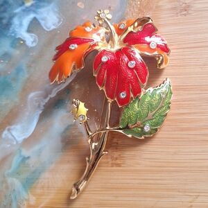 Vintage hibiscus flowers brooch